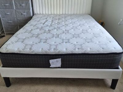 Complete Queen Bed Set - Modern Upholstered Frame