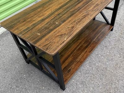 Rustic Industrial Wood & Metal Coffee Table - 42" L x 22" W with Storage Shelf