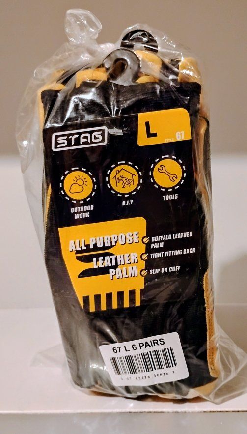 STAG Leather Palm Work Gloves size L(6pack)
