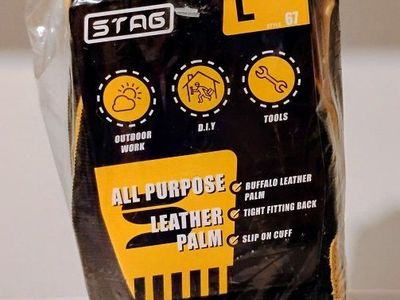 STAG Leather Palm Work Gloves size L(6pack)