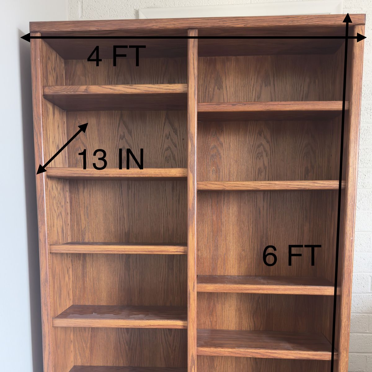 Sturdy Wood Double Bookcase 6ft x 4ft x 13in