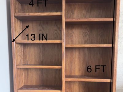 Sturdy Wood Double Bookcase 6ft x 4ft x 13in