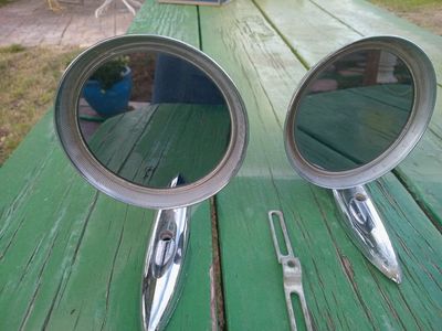 Pair Vintage Original Ford Chrome Side View Mirrors Round