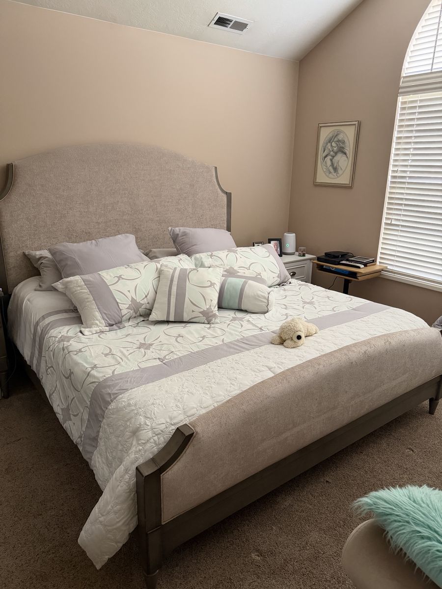 Upholstered Adjustable King Bed with Tall Headboard and Footboard