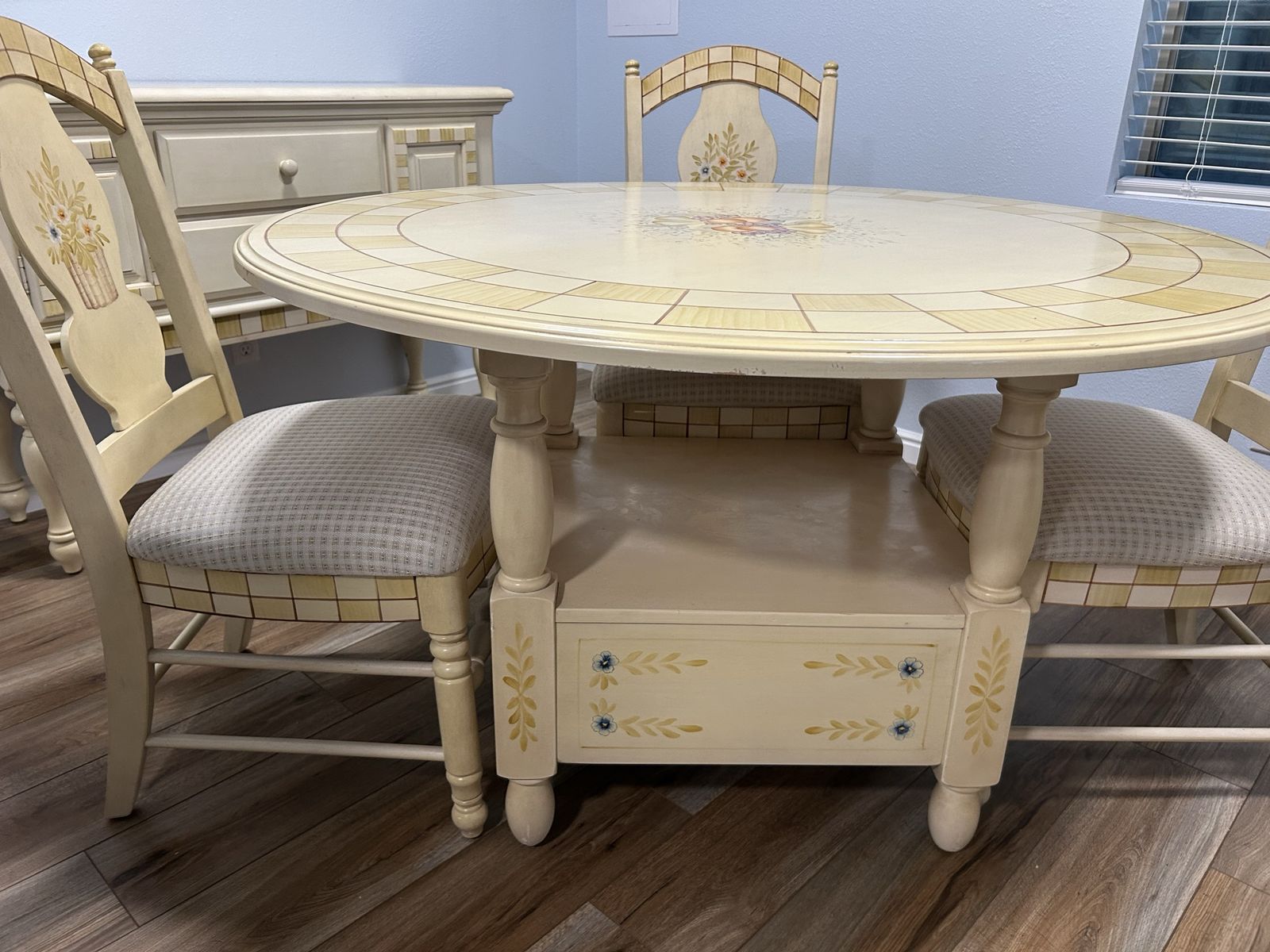 Beautiful Hand-Painted Italian Country Dining Set with Matching Sideboard