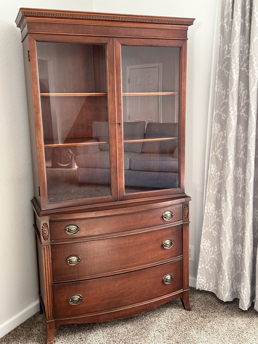 Wood & Glass Dining Hutch/Armoire