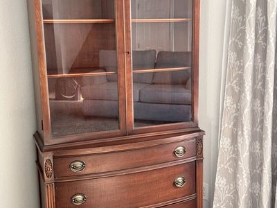 Wood & Glass Dining Hutch/Armoire