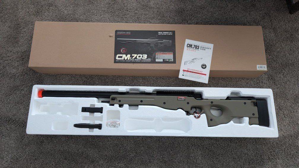 CYMA CM.703 Bolt Action Airsoft Sniper Rifle - Olive Drab Green, Unused in Box