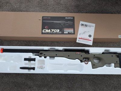 CYMA CM.703 Bolt Action Airsoft Sniper Rifle - Olive Drab Green, Unused in Box