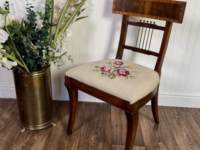 Vintage Neoclassical Needlepoint Splat-Back Chair