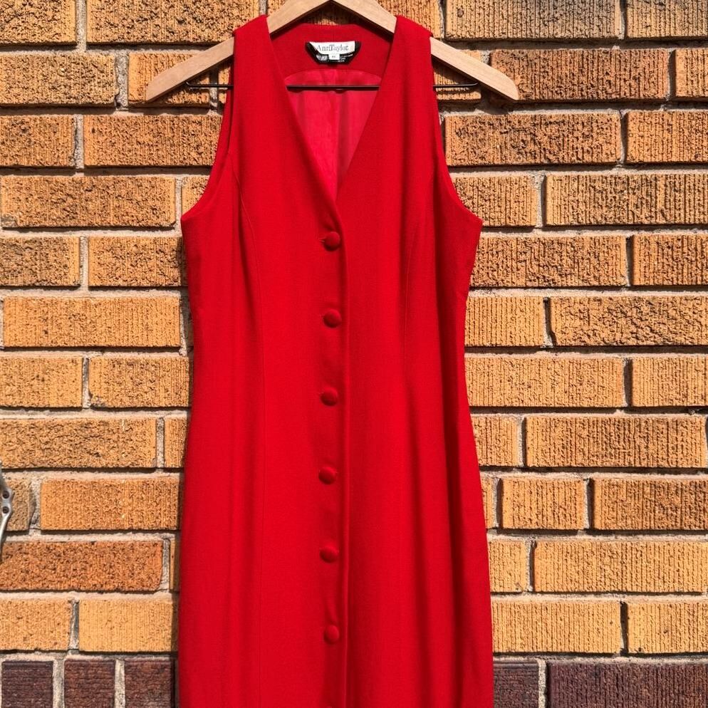 VINTAGE 1980's Ann Taylor Wool Dress - Womens Size 6 - Red - Sleeveless - AS IS