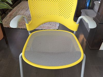 Free Yellow Mesh Back & Seat Chair with Arms and Wheels