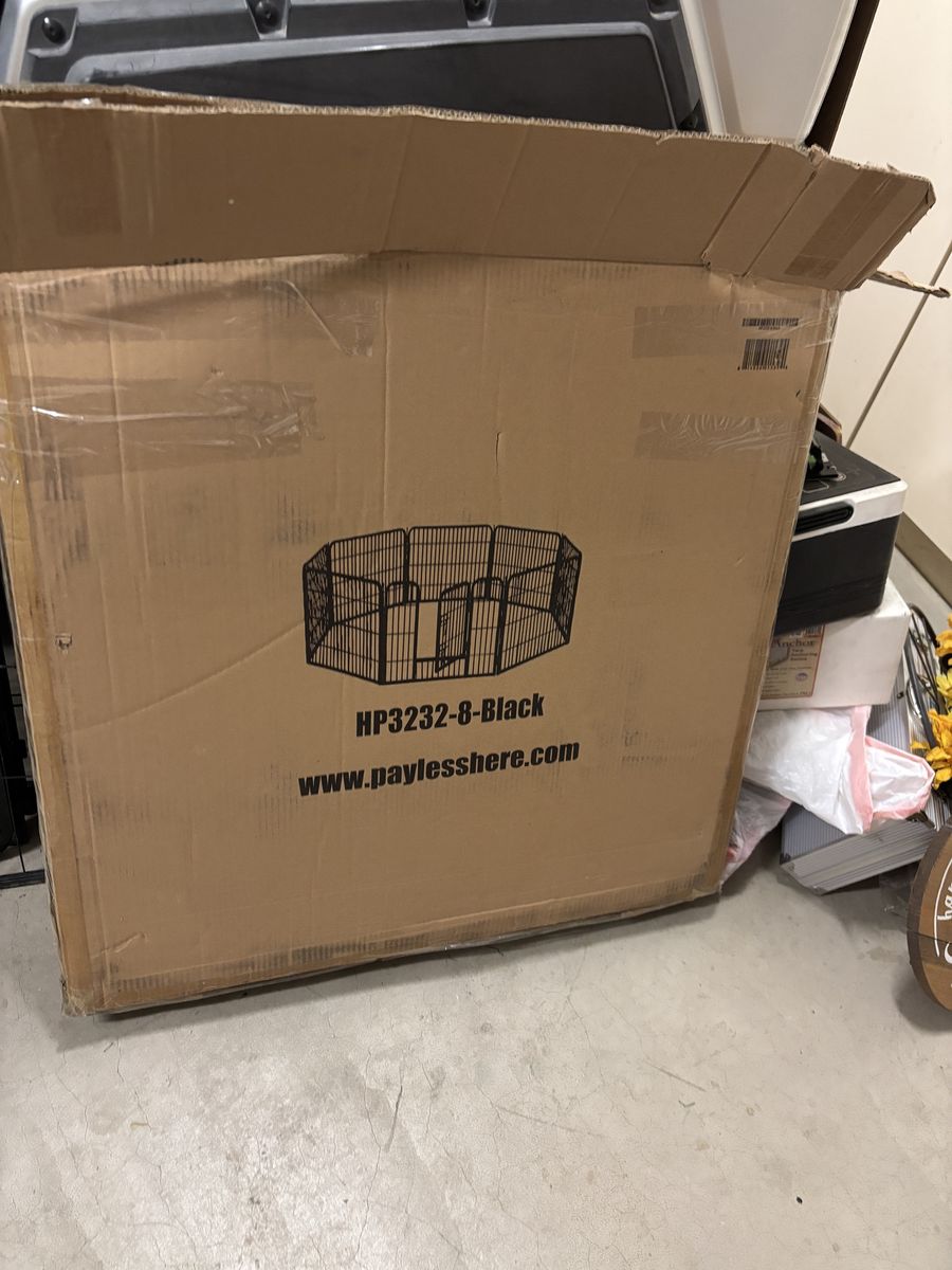 HP3232-Black Pet Playpen -  16 Panel Metal Dog Exercise Pen Crate for Indoor/Outdoor Use