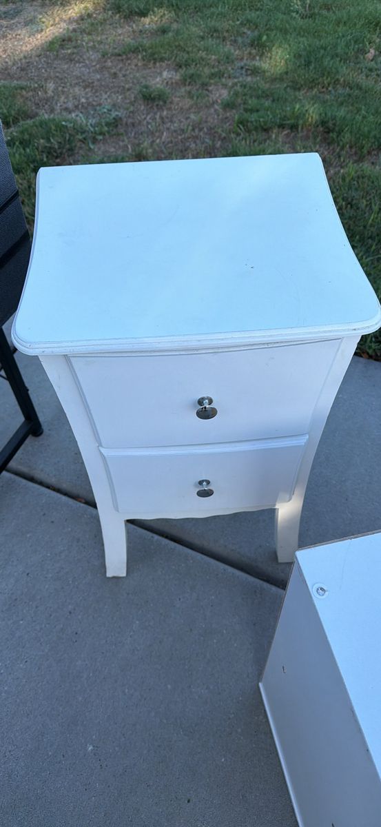 White Two-Drawer Nightstand Bedside Table