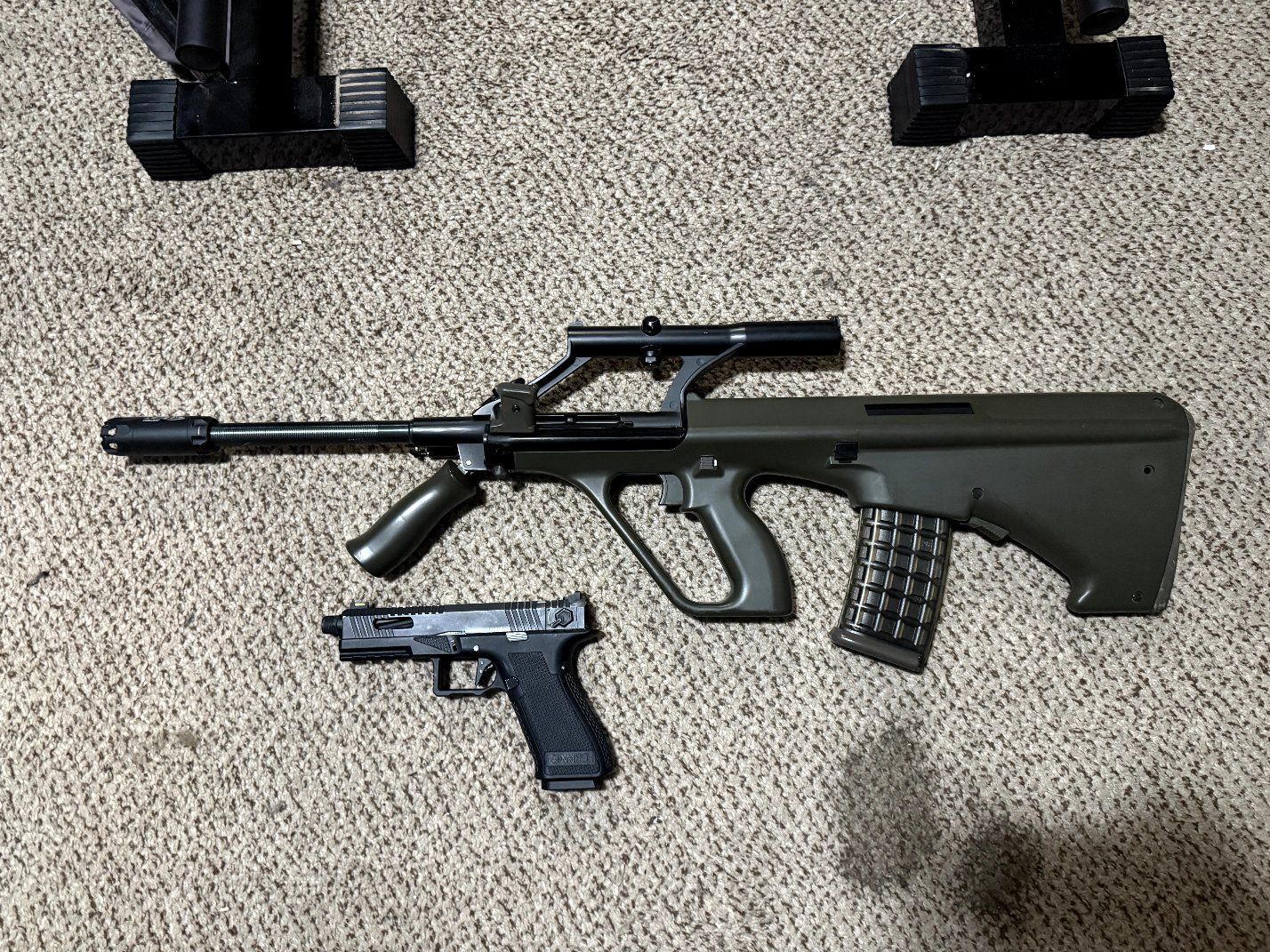 Airsoft Gun Lot - Novritsch A1 AUG Bullpup Rifle with Scope & Novritsch SSP18 Gas Blowback Pistol