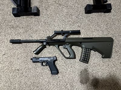 Airsoft Gun Lot - Novritsch A1 AUG Bullpup Rifle with Scope & Novritsch SSP18 Gas Blowback Pistol