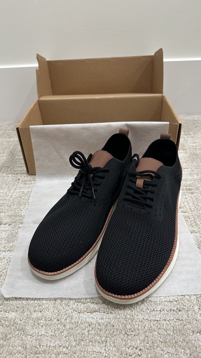 New Black Knit Dress Shoes with Tan Trim - Men's Size 11.5