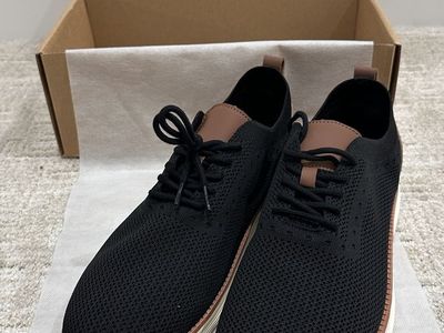 New Black Knit Dress Shoes with Tan Trim - Men's Size 11.5