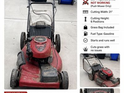 Craftsman 6.25 HP Self-Propelled Gas Lawn Mower with Bagging Capability, Red