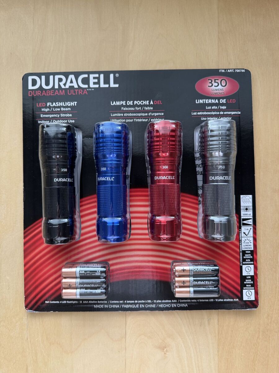 Duracell Durabeam Ultra Flashlight 4 pack 350 Lumens  NEW