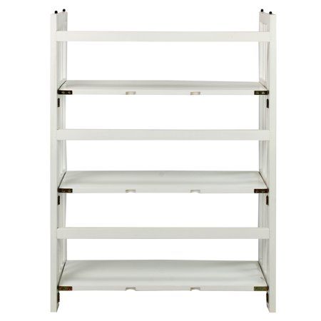 3-Shelf Folding Bookcase 27.5" Wide-White