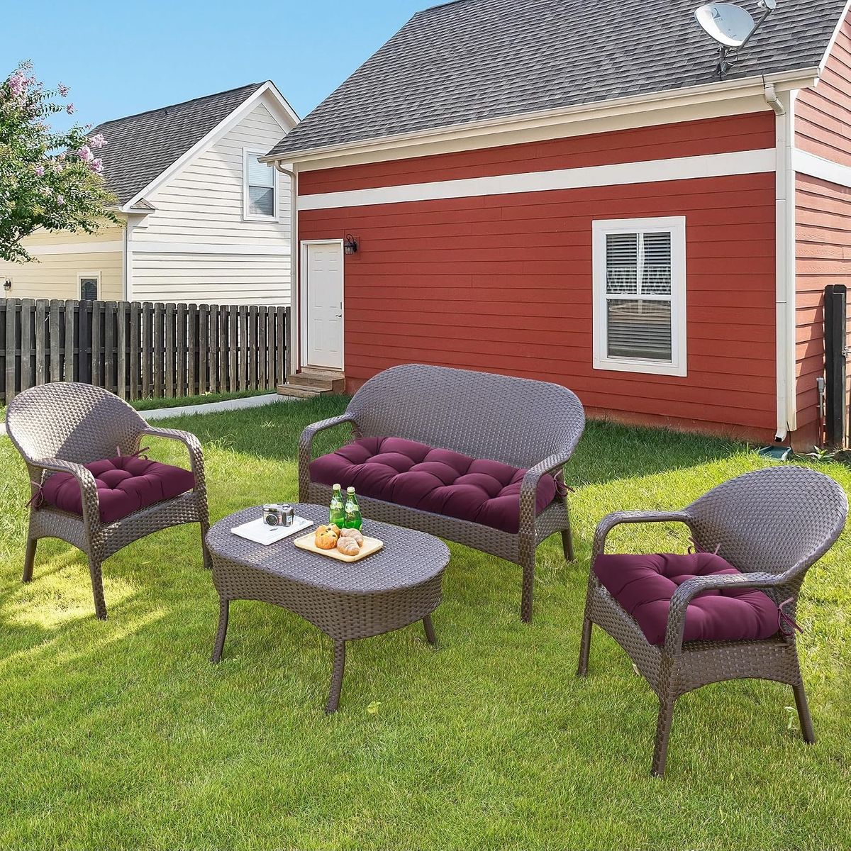 New Plum Outdoor Cushion Set of 3 Loveseat Bench
