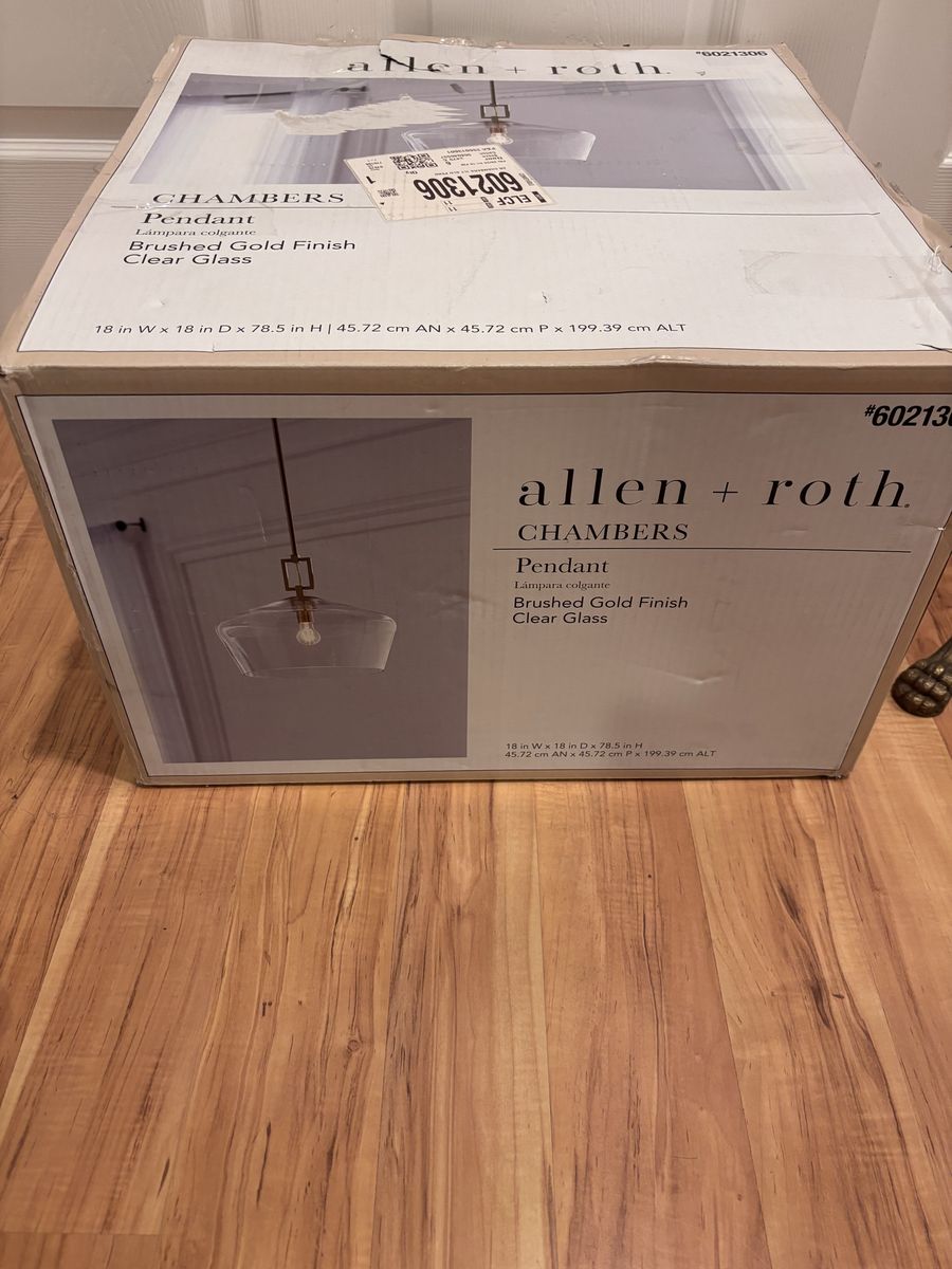 NIB Allen + Roth Gold Pendant Light Read Description