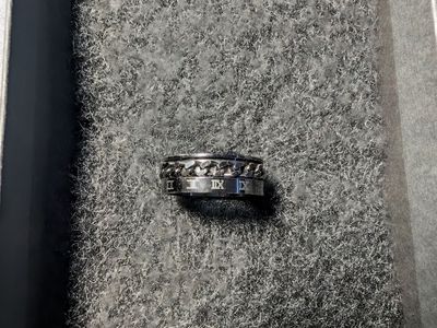 Stainless Steel Roman Numeral Chain Spinner Ring