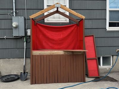 Handmade Wooden Play Stand Puppet Theater Booth
