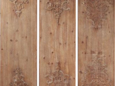 Set of 3 Vintage Carved Wooden Wall Panels Architectural Wall Decor Art