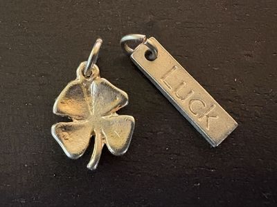 2 Small Gold Tone Clover & Luck Charms