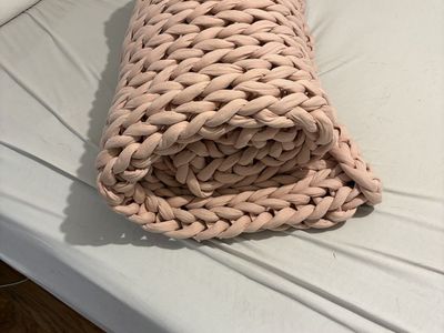 Bearaby Cotton Napper Weighted Blanket - Pink Chunky Knit (20lbs)