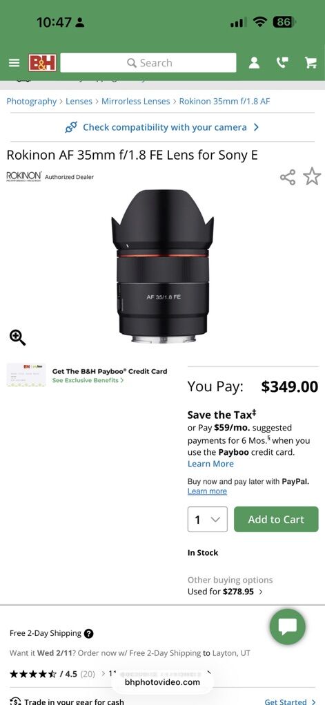 Rokinon 35mm 1.8 Sony E Mount