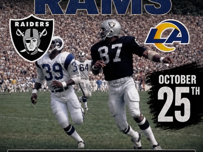 Las Vegas Raiders vs Los Angeles Rams Tickets | October 25th | Sec 102, Row 17, Seats 19 & 20