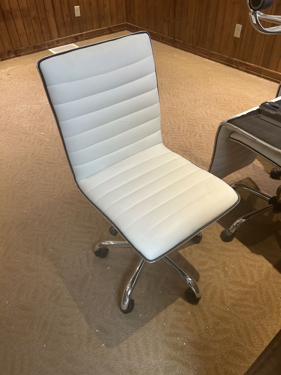 White Ribbed Armless Office Chair-7 available