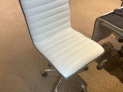 White Ribbed Armless Office Chair-7 available