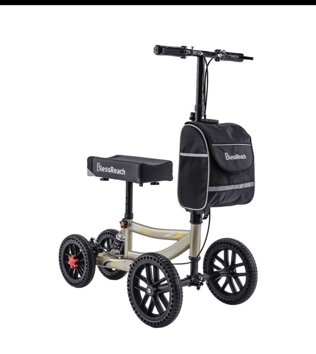 Brand New Post Surgery All Terrain Super Duty Knee Scooter with Disc Brake and Shock Absorber Fully Adjustable and Assembled