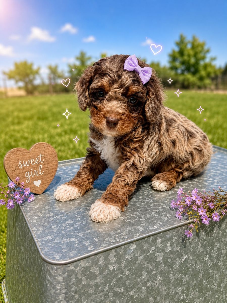 F1b tiny Cavapoos Chocolate Merle Phantom