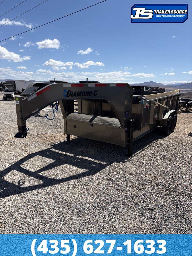 7x16 Diamond C LPT-GN 210 Pacesetter Pkg Dump Trailer - 32" Sides - 23K GVWR - 7 Gauge Floor and Walls, Fork Holders