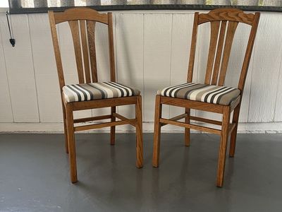 Matching pair of antique oak chairs