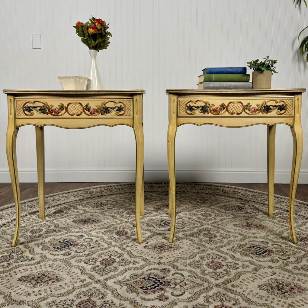 Vintage Hand-Painted Italian Style Side Tables