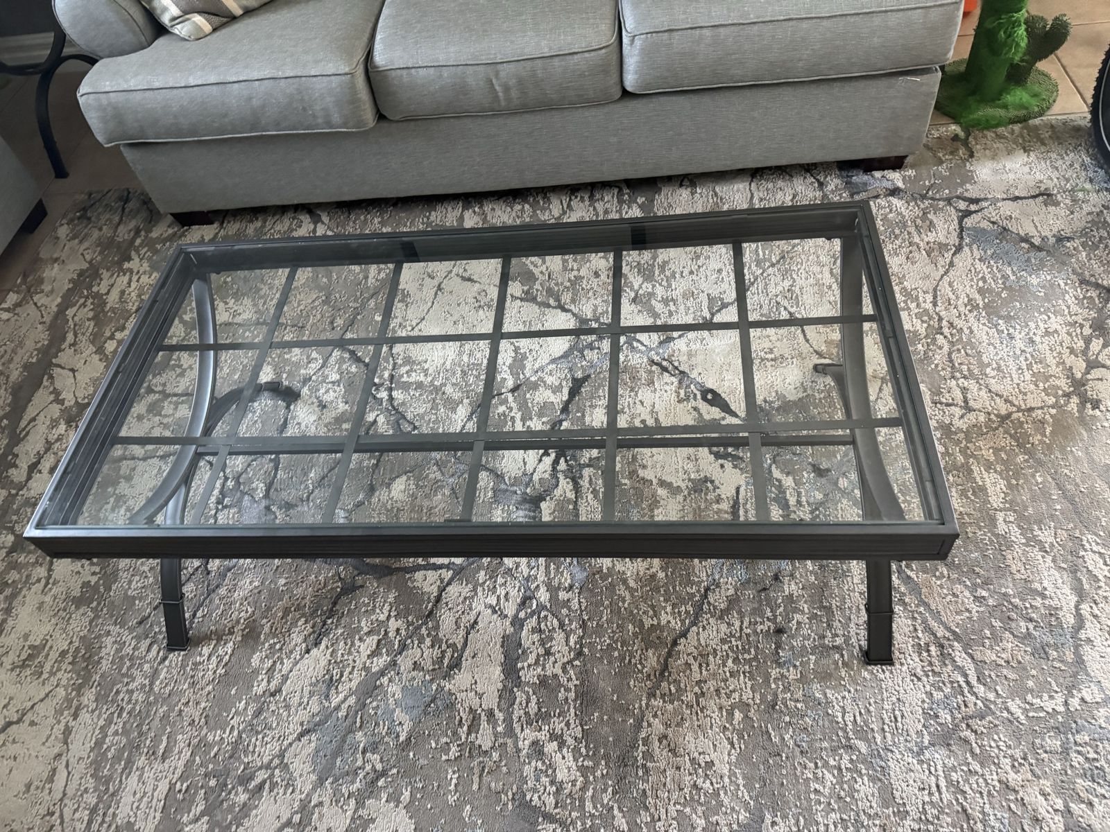 Glass Coffee Table With Metal Edges