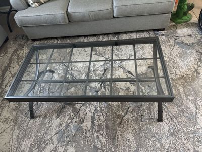 Glass Coffee Table With Metal Edges