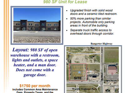 980 SF Warehouse for Sublease