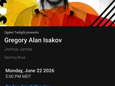 Gregory Alan Isakov Concert Ticket - June 22, 2026 at Ogden Amphitheater - SOLD OUT
