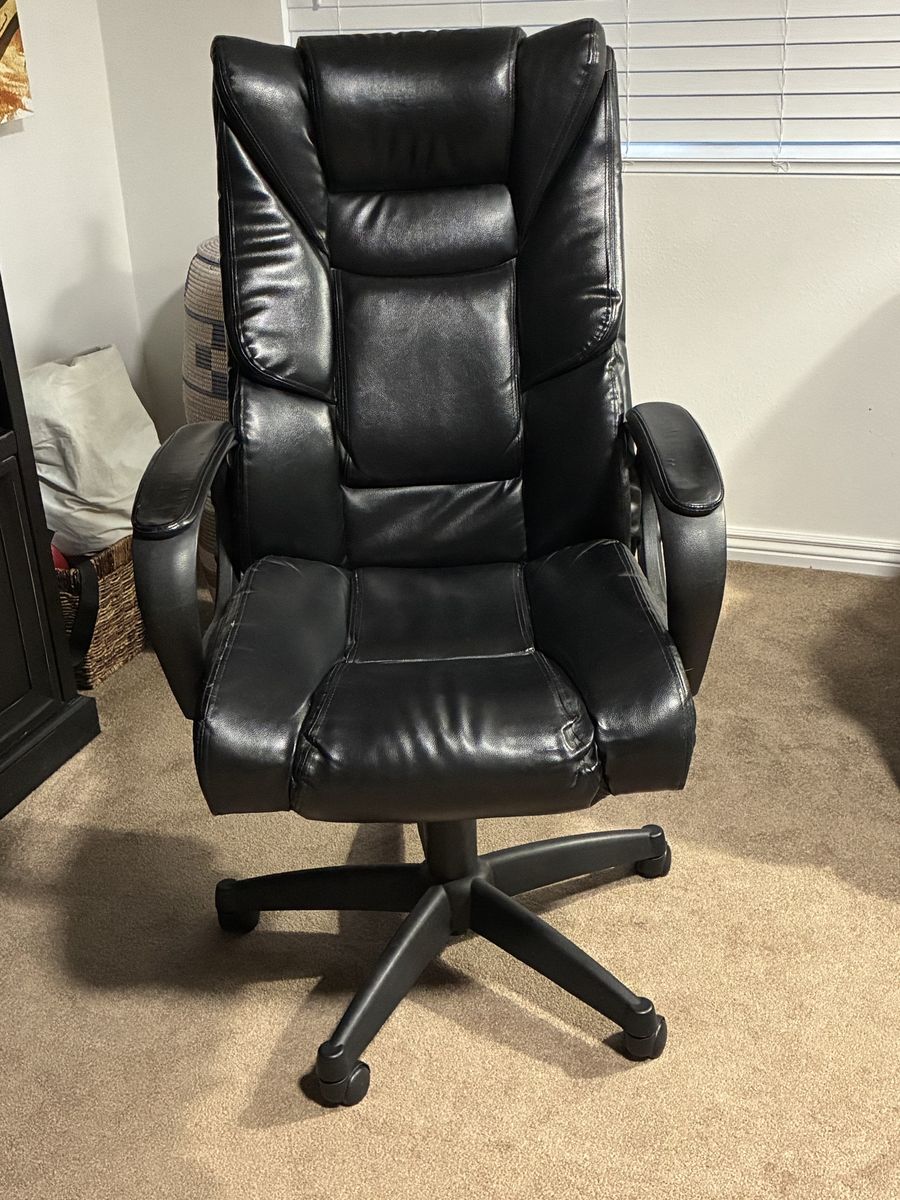 Black Executive Office Chair with Lumbar Support & Armrests