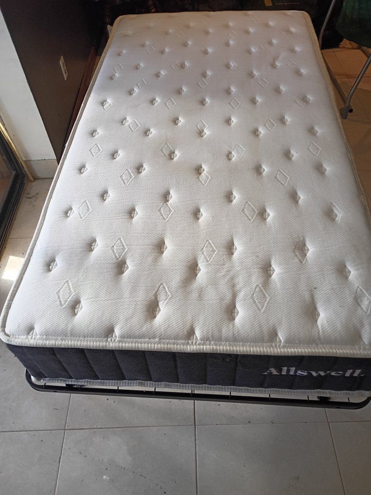 Allswell Twin Mattress and Metal Platform Bed Frame Set