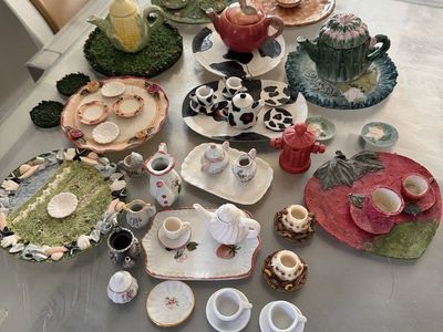 Vintage Miniature Ceramic Tea Sets and Collector Plates Lot