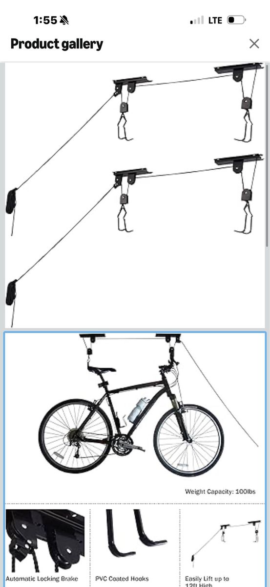 2x RAD Cycle Heavy Duty Bike Hoist Lift Pulley System for Garage Storage - 100lb Capacity, Ceiling Mount NEW in box