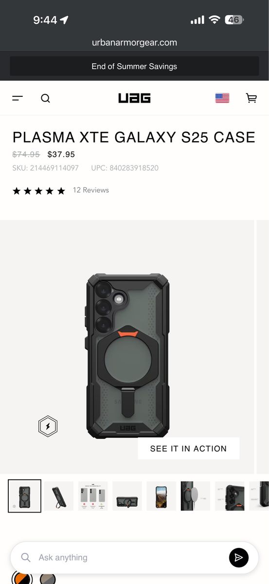 UAG Urban Armor Gear Plasma XTE Galaxy S25 Case - Ash/Black